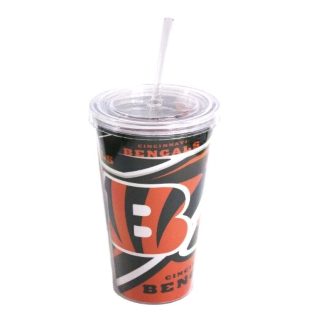 Set of‎ 5 - Cincinnati Bengals Football NFL Double Wall Hype Tumbler Lid Straw
